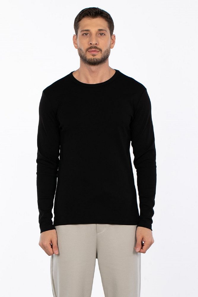 Erkek Bisiklet Yaka Nefes Alabilen Full Pamuk Esnek Sweatshirt