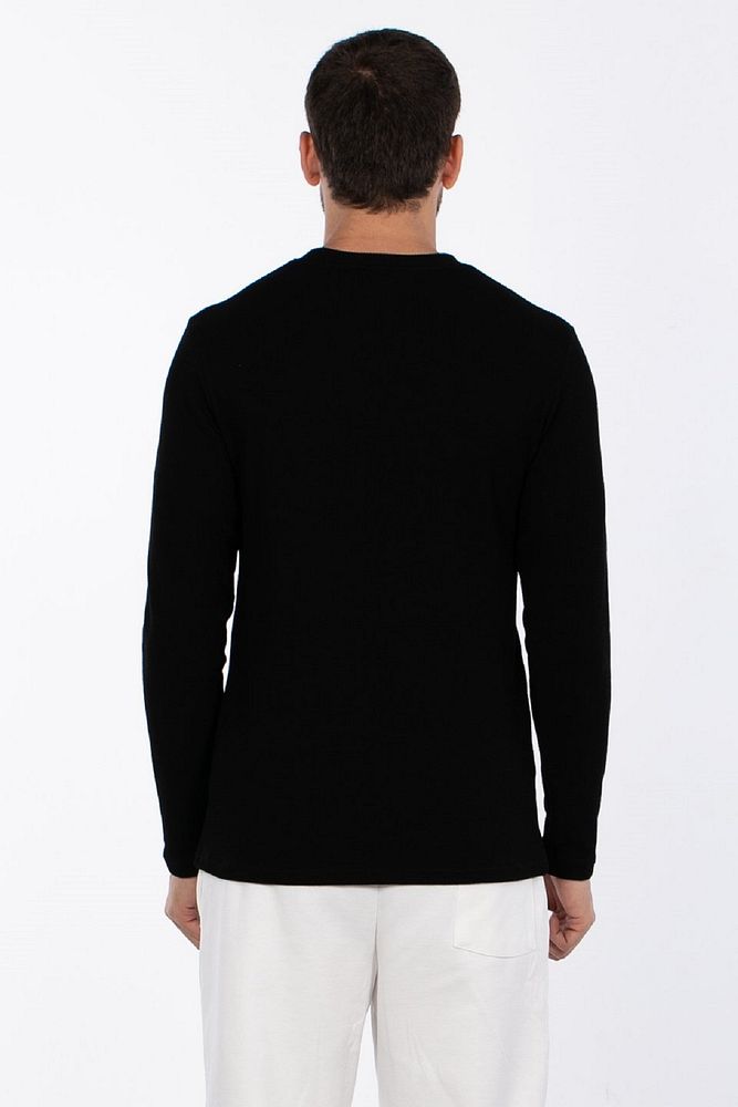 Erkek Bisiklet Yaka Waffle Nefes Alabilen Pamuklu Esnek Sweatshirt