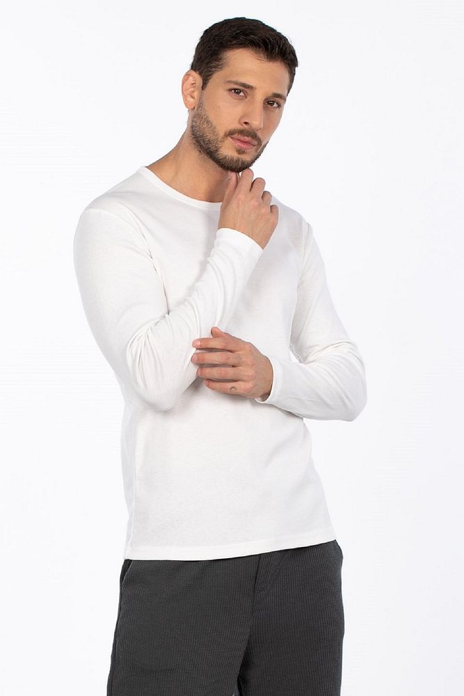 Erkek Bisiklet Yaka Nefes Alabilen Full Pamuk Esnek Sweatshirt