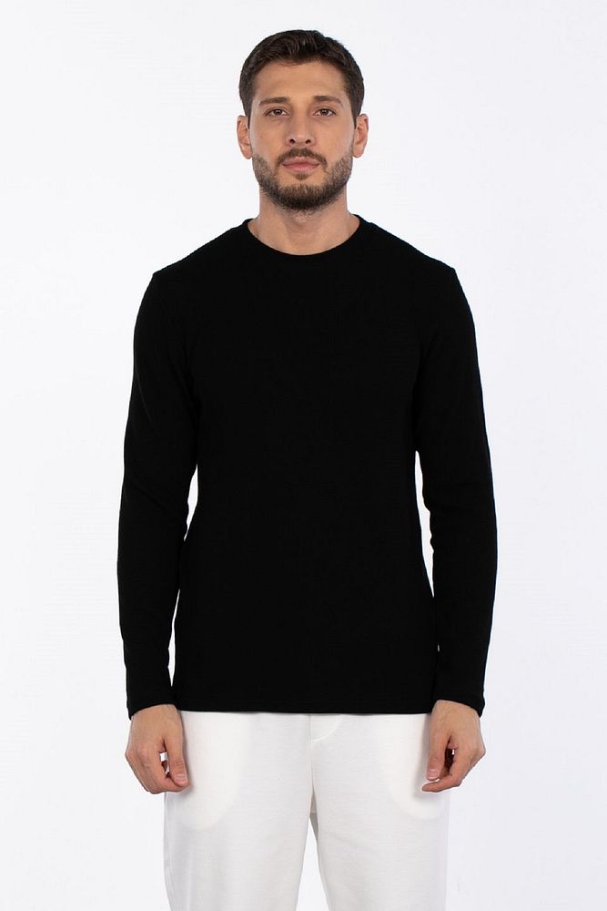 Erkek Bisiklet Yaka Waffle Nefes Alabilen Pamuklu Esnek Sweatshirt