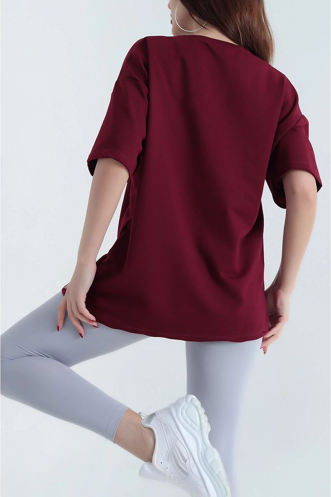 Bisiklet Yaka 1997 Baskılı Oversize Kalın Dokulu Pamuklu T-Shirt