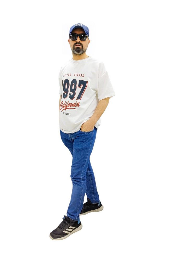 Bisiklet Yaka 1997 Baskılı Oversize Kalın Dokulu Pamuklu T-Shirt