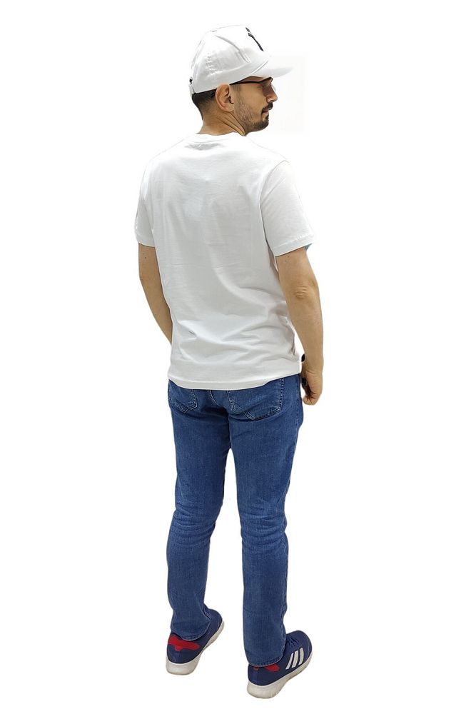 Erkek Bisiklet Yaka Silim Fit Yazı Kabartmalı %100 Pamuk T-Shirt
