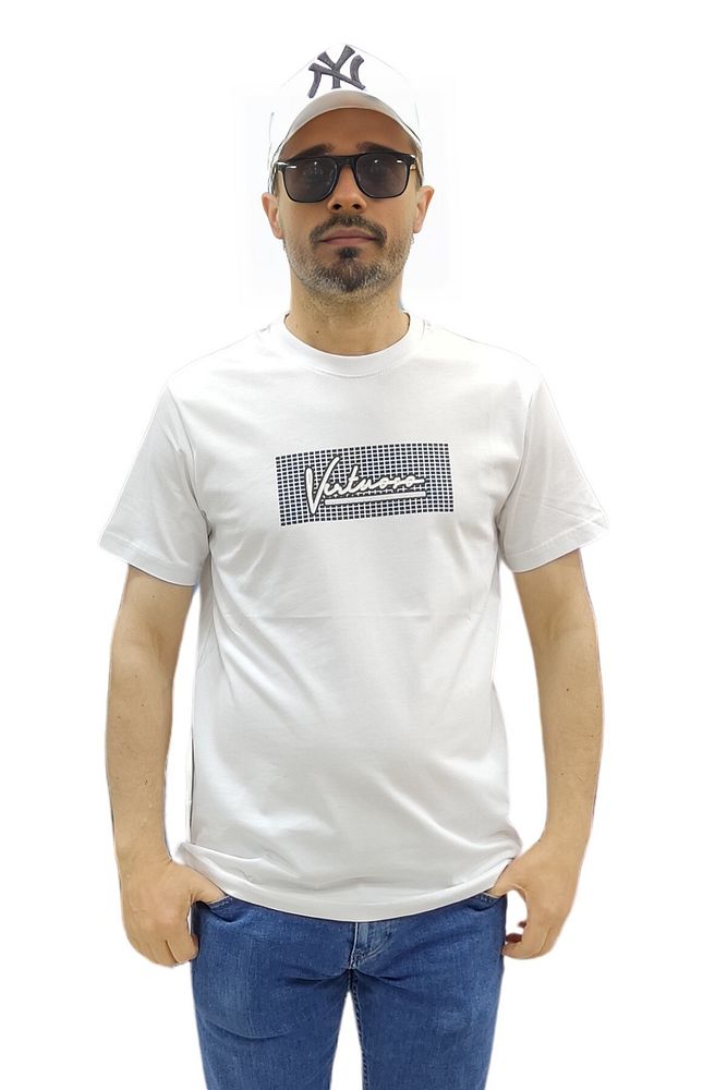 Erkek Bisiklet Yaka Silim Fit Yazı Kabartmalı %100 Pamuk T-Shirt