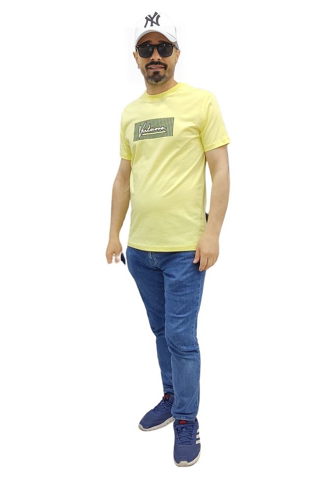 Erkek Bisiklet Yaka Silim Fit Yazı Kabartmalı %100 Pamuk T-Shirt