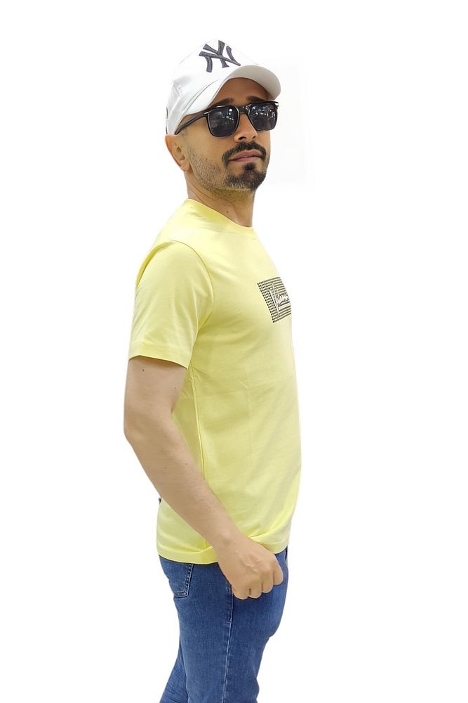 Erkek Bisiklet Yaka Silim Fit Yazı Kabartmalı %100 Pamuk T-Shirt