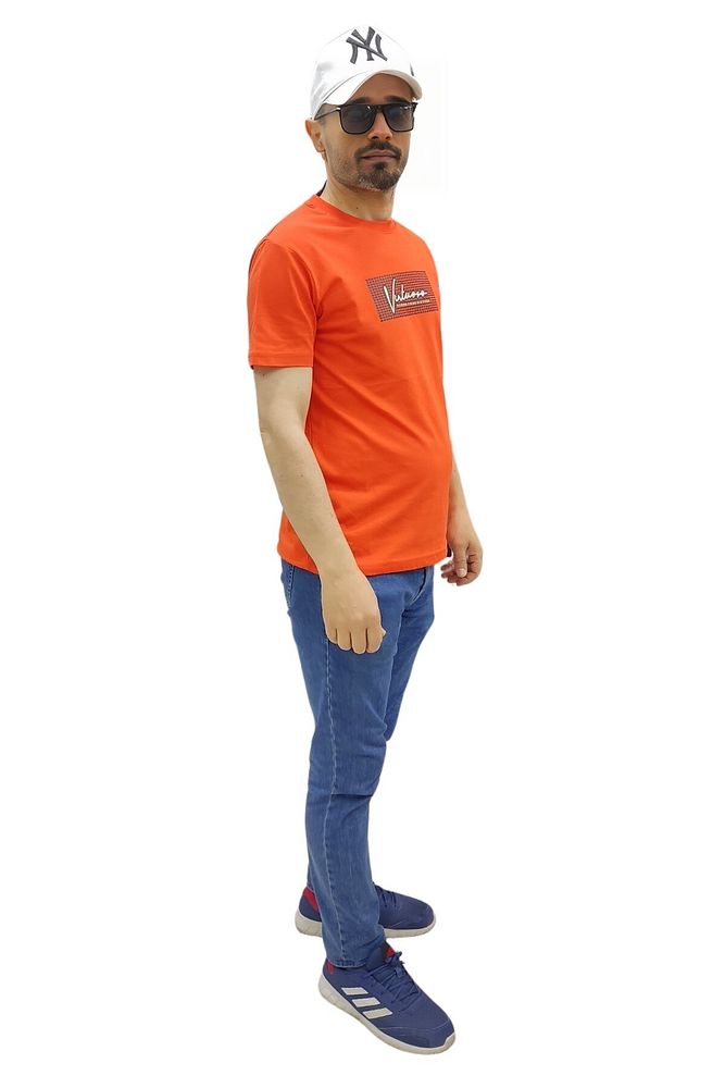 Erkek Bisiklet Yaka Silim Fit Yazı Kabartmalı %100 Pamuk T-Shirt