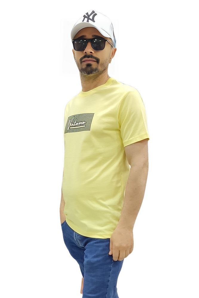 Erkek Bisiklet Yaka Silim Fit Yazı Kabartmalı %100 Pamuk T-Shirt