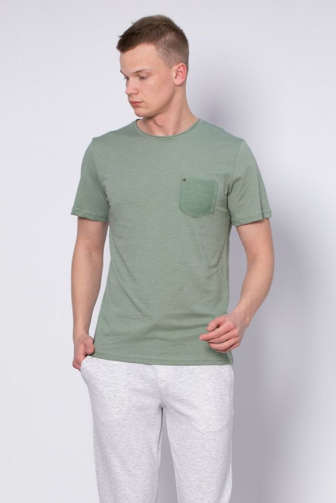 Erkek Bisiklet Yaka %100 Pamuk Gögüs Cepli T-Shirt