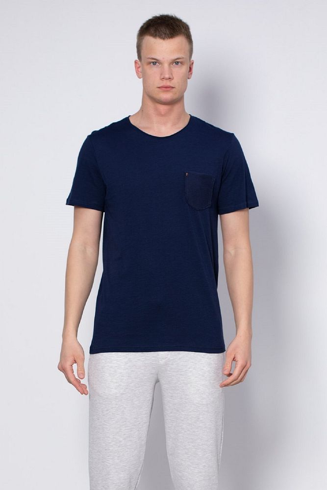 Erkek Bisiklet Yaka %100 Pamuk Gögüs Cepli T-Shirt