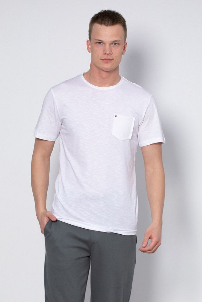 Erkek Bisiklet Yaka %100 Pamuk Gögüs Cepli T-Shirt