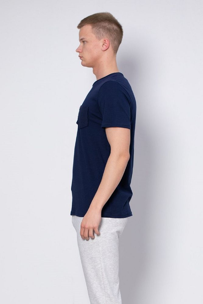 Erkek Bisiklet Yaka %100 Pamuk Gögüs Cepli T-Shirt
