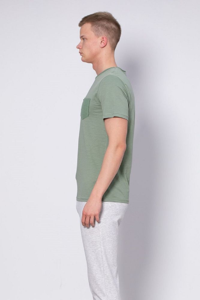 Erkek Bisiklet Yaka %100 Pamuk Gögüs Cepli T-Shirt
