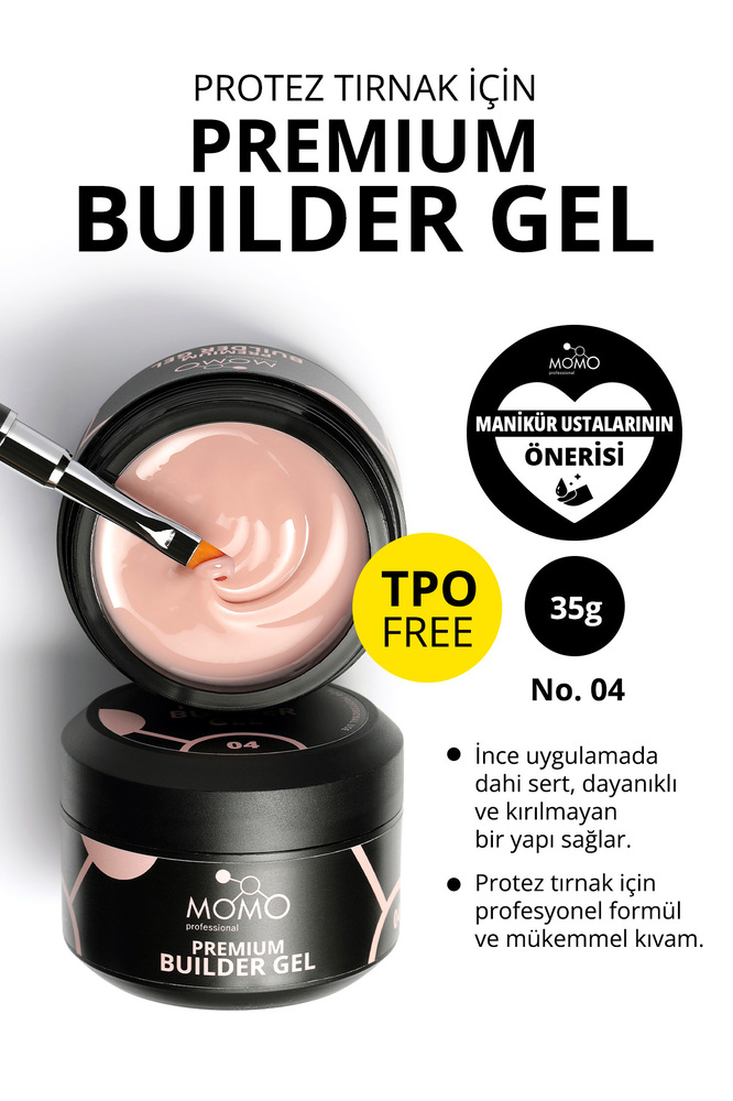 Premium Builder Gel, Protez Tırnak Jeli No.04, Bej, 35 gr, TPO