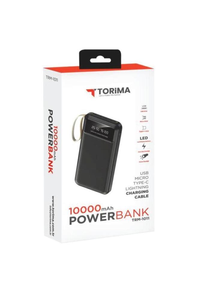 Powerbank Dijital Göstergeli Kablolu 4 Çıkışlı 10.000 Mah Taşınabilir Şarj Aleti TRM1011 Siyah ürün fotoğrafı