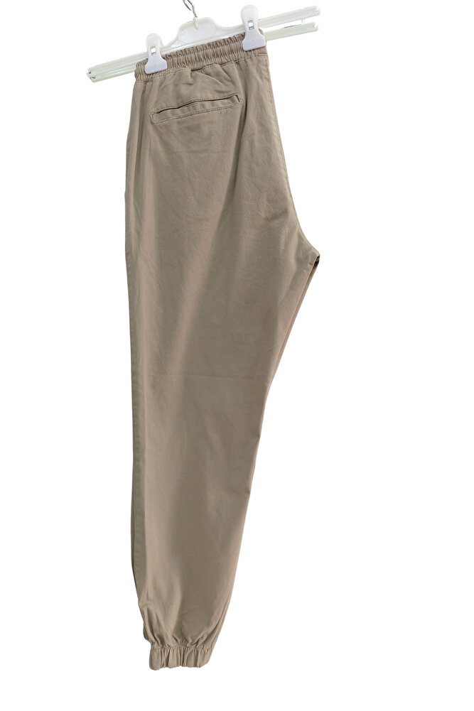 Erkek Beli Paçası Lastikli Cepli Rahat Kalıp Over Jogger Likralı Esnek Keten Gabardin Pantolon