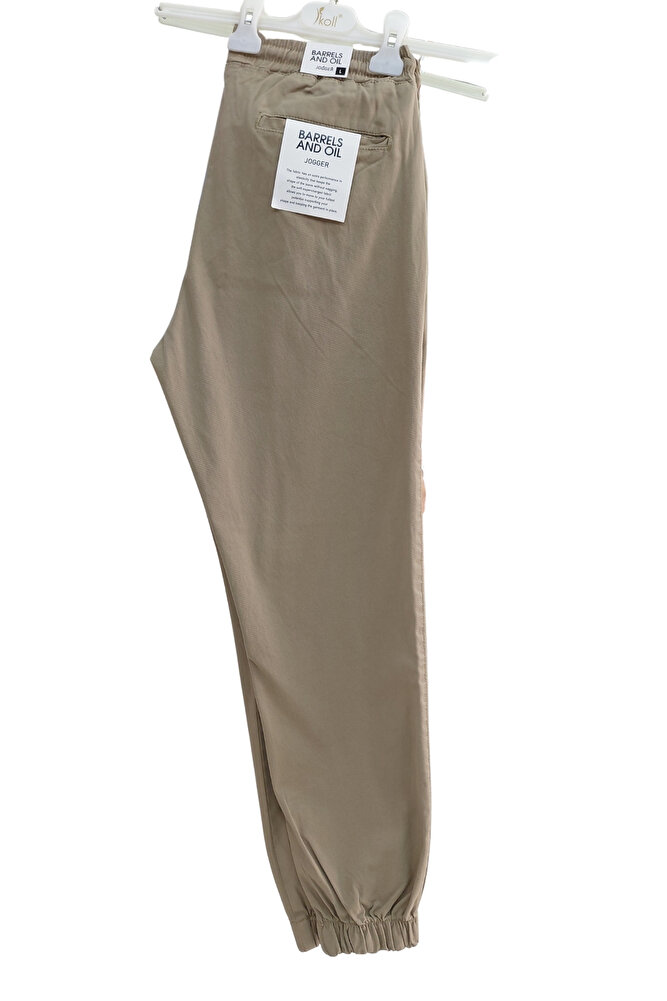Erkek Beli Paçası Lastikli Cepli Rahat Kalıp Over Jogger Likralı Esnek Keten Gabardin Pantolon