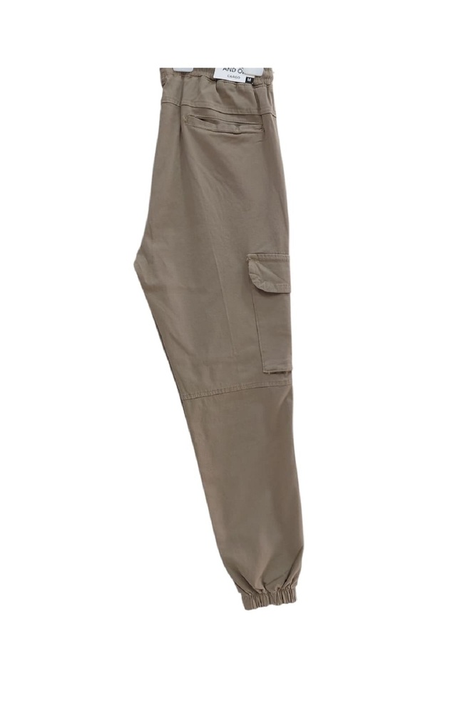Erkek Beli ve Paçası Lastikli Kargo Cep Esnek Likralı Keten Gabardin Pantolon