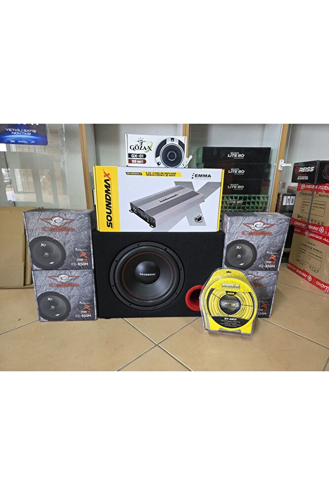 AxCx CDセット PAKET SES SİSTEMİ 2 takım 20 cm 1 takım tiz 1 adet 5 kanal anfi 1