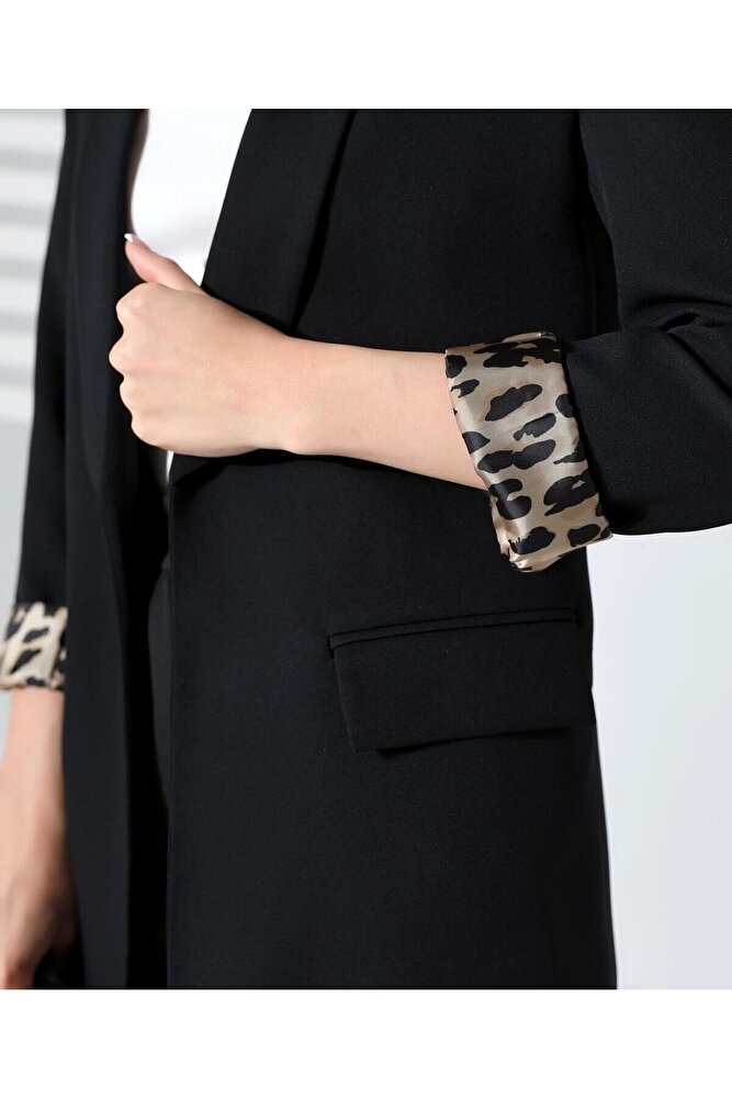 Kadın Normal Kalıp İçi Leopar Desem Hürrem Blazer Ceket