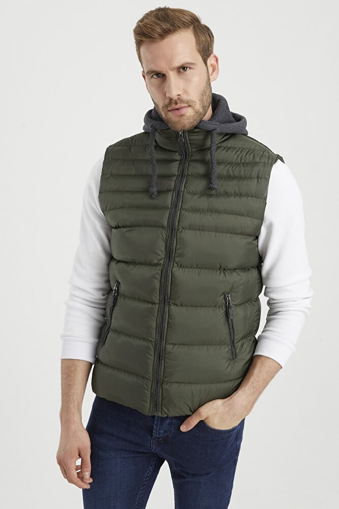 Erkek Çıkarılabilir Kapüşonlu Şişme Yelek