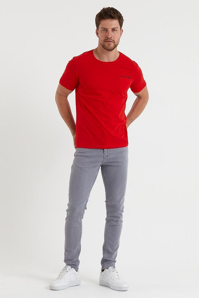 Rodi Jeans Erkek Bisiklet Yaka Cep Detaylı Gentleman Baskılı Pamuk T-Shirt