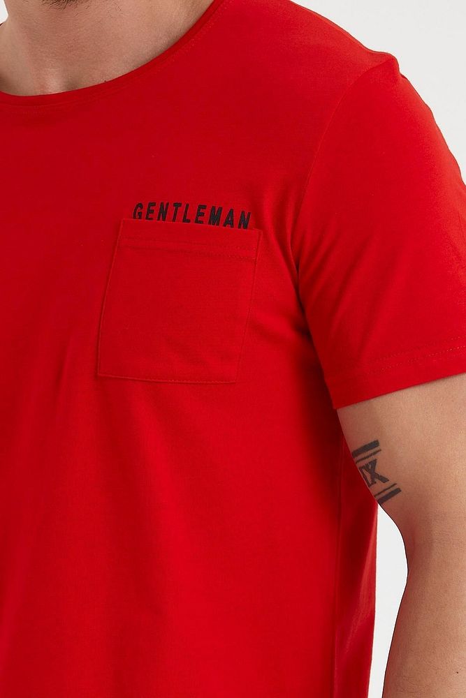 Rodi Jeans Erkek Bisiklet Yaka Cep Detaylı Gentleman Baskılı Pamuk T-Shirt