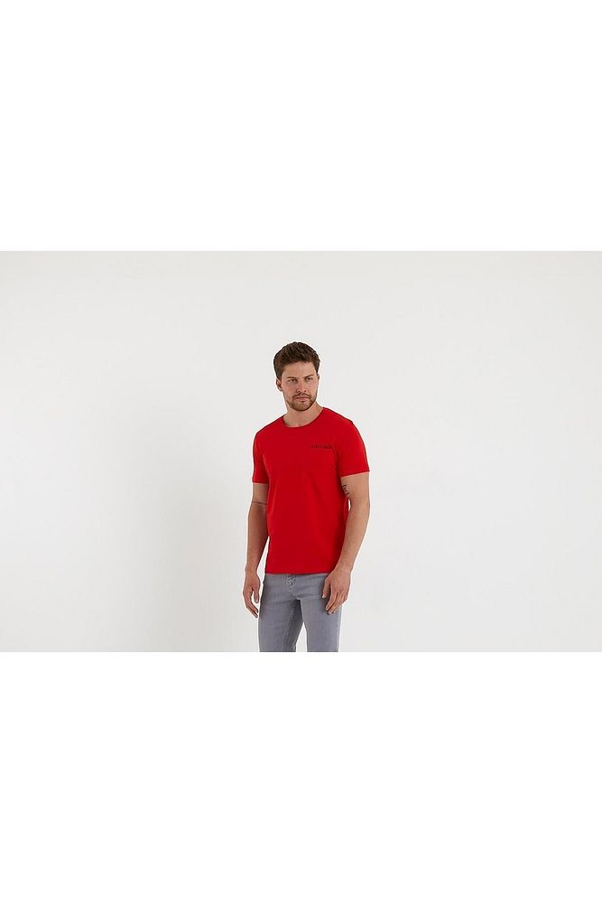 Rodi Jeans Erkek Bisiklet Yaka Cep Detaylı Gentleman Baskılı Pamuk T-Shirt