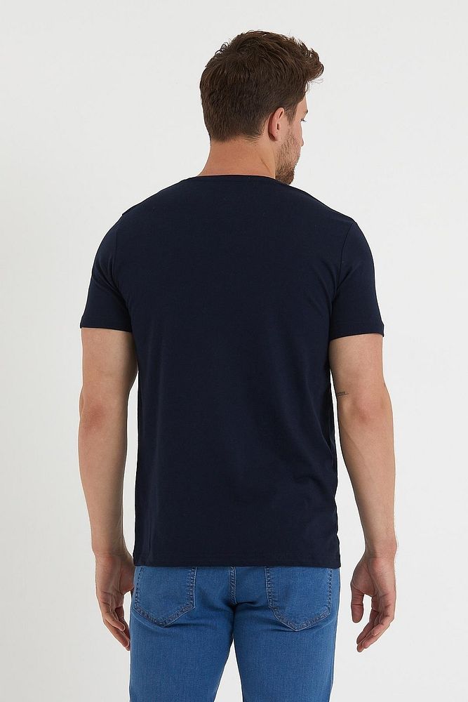 Rodi Jeans Erkek Bisiklet Yaka Cep Detaylı Gentleman Baskılı Pamuk T-Shirt