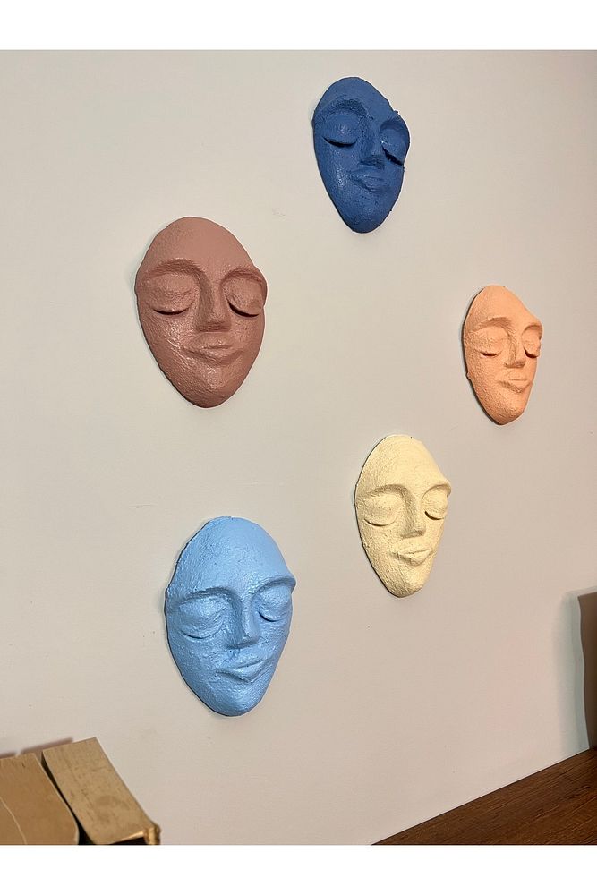 El Yapımı Özel Tasarım Duvar Maskları 5'li Set