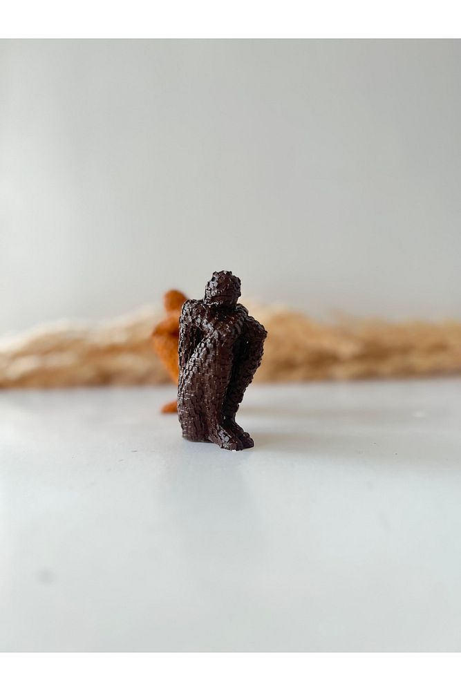 Minimalist Soyut Insan Kahverengi Mozaik Düşünür 2'li Heykel Biblo, Ev Dekorasyonu, Kitaplık Süsleme