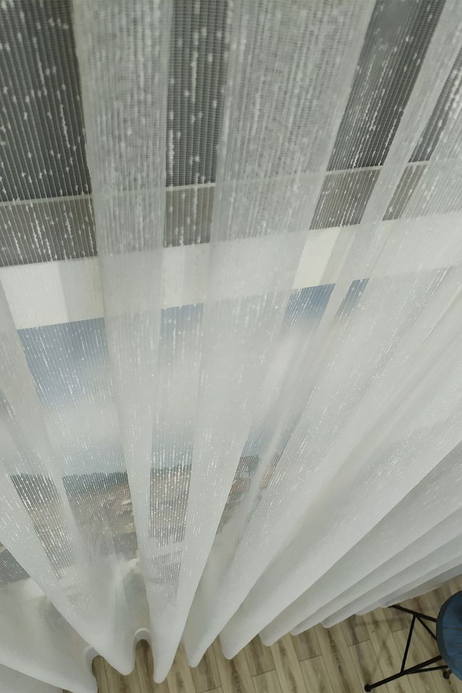 Ekru Renk Etek Kurşunlu 1. Sınıf Şantuk Tül Perde 1/2,5 NORMAL Pileli