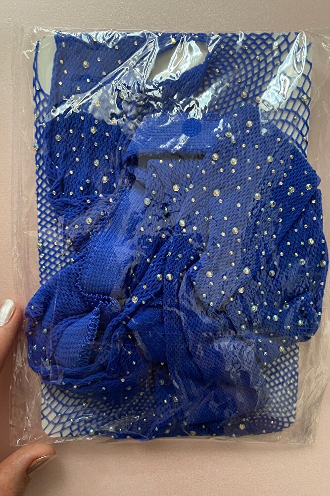 Intive Lingerie Jenna Kadın Jartiyerli Ağı Açık Taşlı File Çorap (Intive Special)