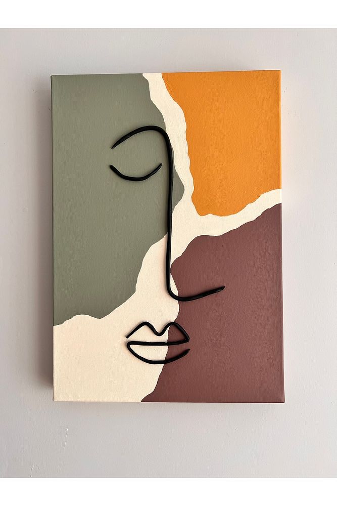 Minimal Yüz – 3D Kabartmalı El Yapımı Modern Akrilik Tablo (35x50 cm)