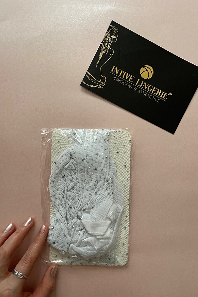Intive Lingerie Jenna Kadın Jartiyerli Ağı Açık Taşlı File Çorap (Intive Special)
