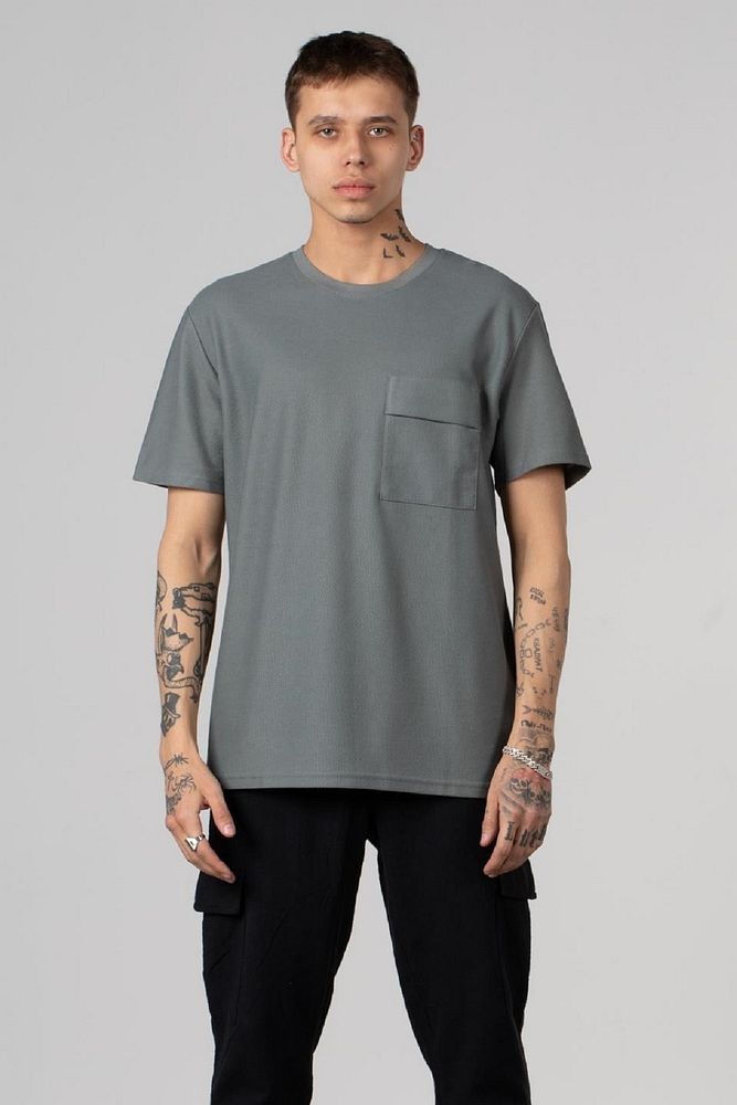 Barrels And Oil Erkek Açık Haki Relaxed Fit Cepli Bisiklet Yaka Pike T-shirt
