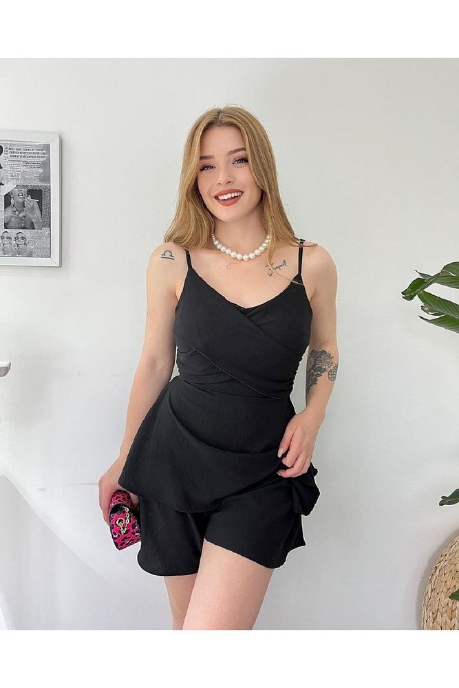Askılı Şortlu Ayrobin Elbise