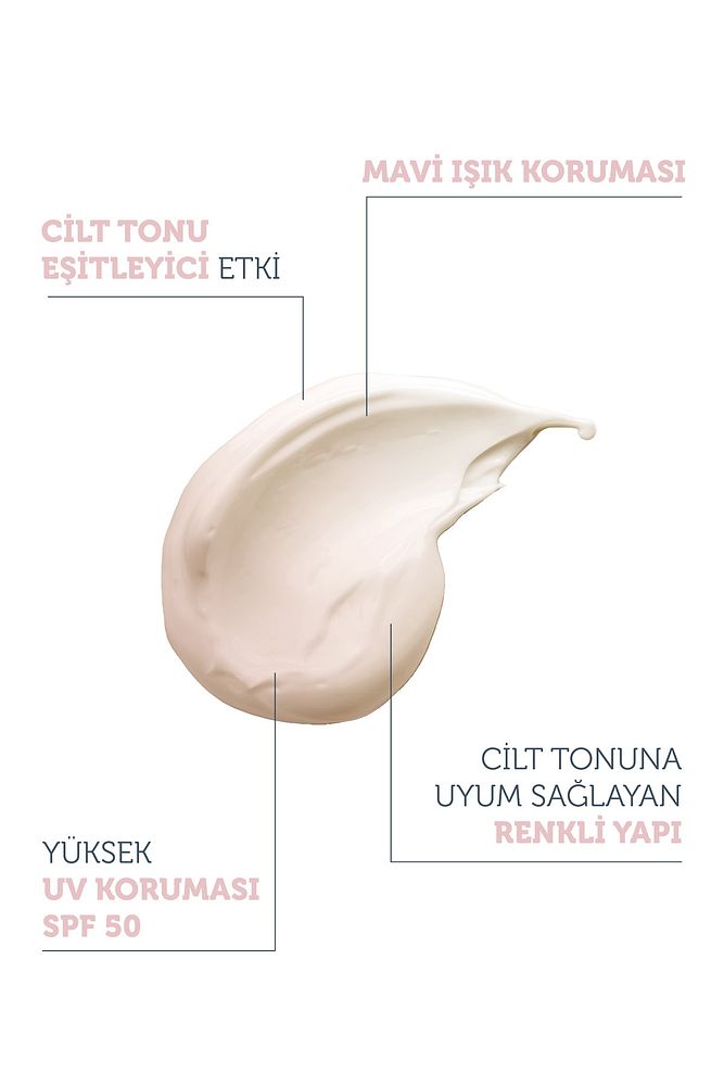 Leke Karşıtı ve Cilt Tonu Eşitleyici Renkli Güneş Koruyucu Krem SPF 50, 50 ml