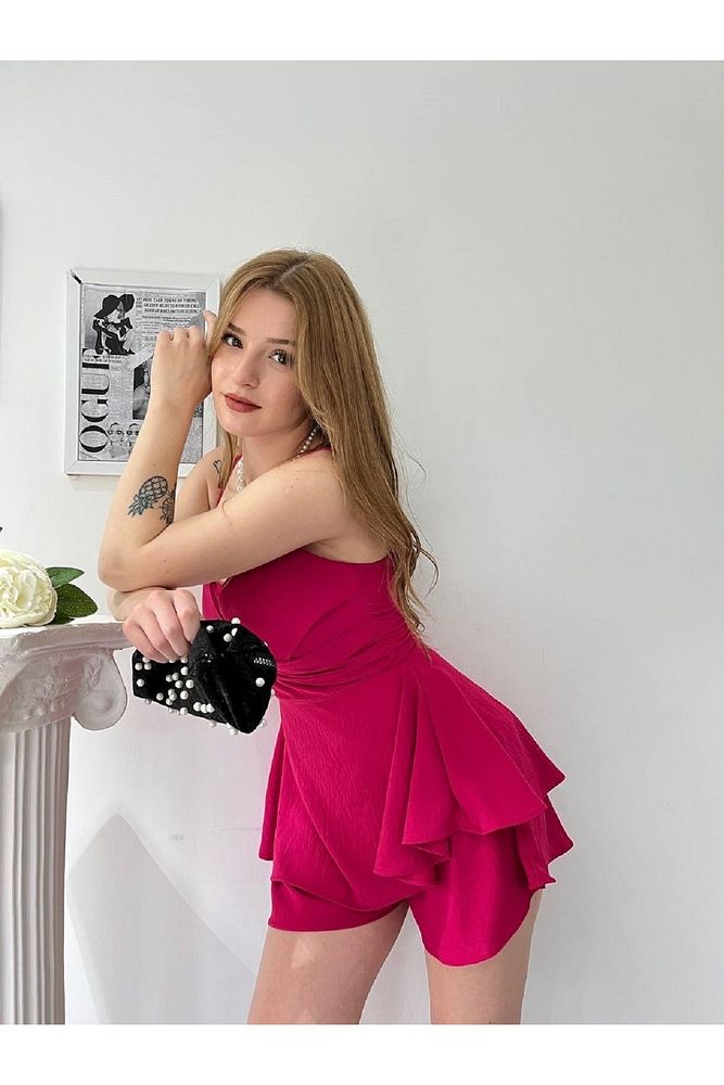 Askılı Şortlu Ayrobin Elbise