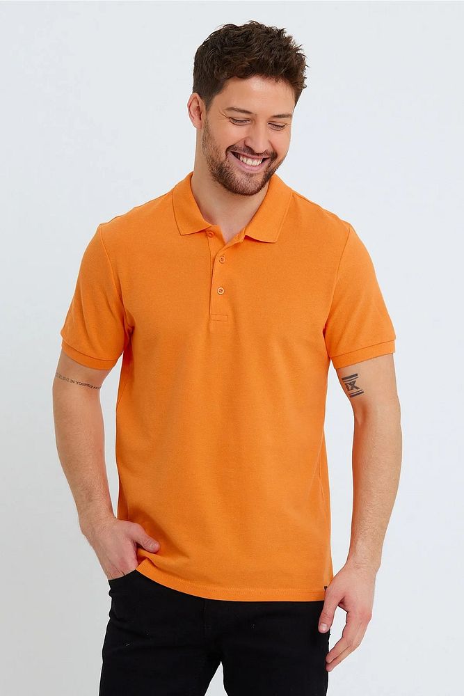 Erkek Siyah Basic Ribana Kol %100 Pamuk Polo Yaka T-shirt