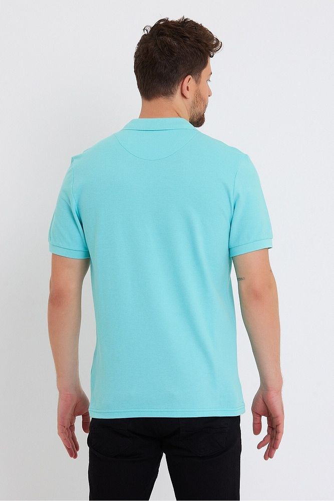 Erkek Siyah Basic Ribana Kol %100 Pamuk Polo Yaka T-shirt