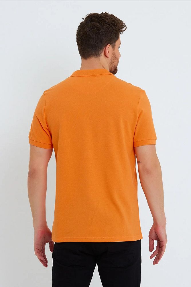 Erkek Siyah Basic Ribana Kol %100 Pamuk Polo Yaka T-shirt