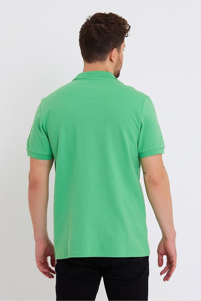 Erkek Siyah Basic Ribana Kol %100 Pamuk Polo Yaka T-shirt