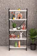İlkal 5 Raflı Metal Kitaplık Beyaz 180 cm