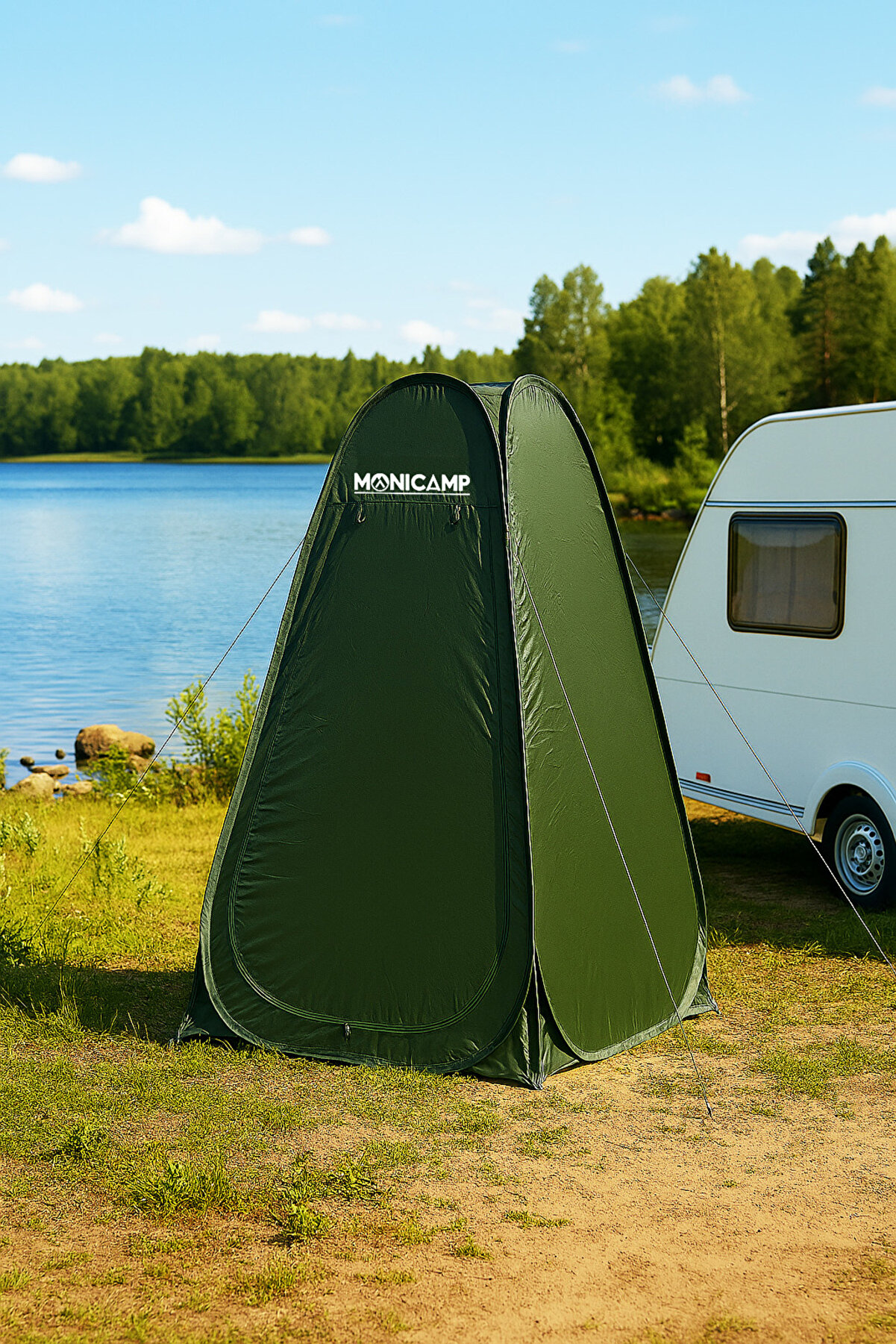moniev Monicamp Kamp WC Duş Giyinme Çadırı Otomatik Açılır Zeminli 120x120x190 cm