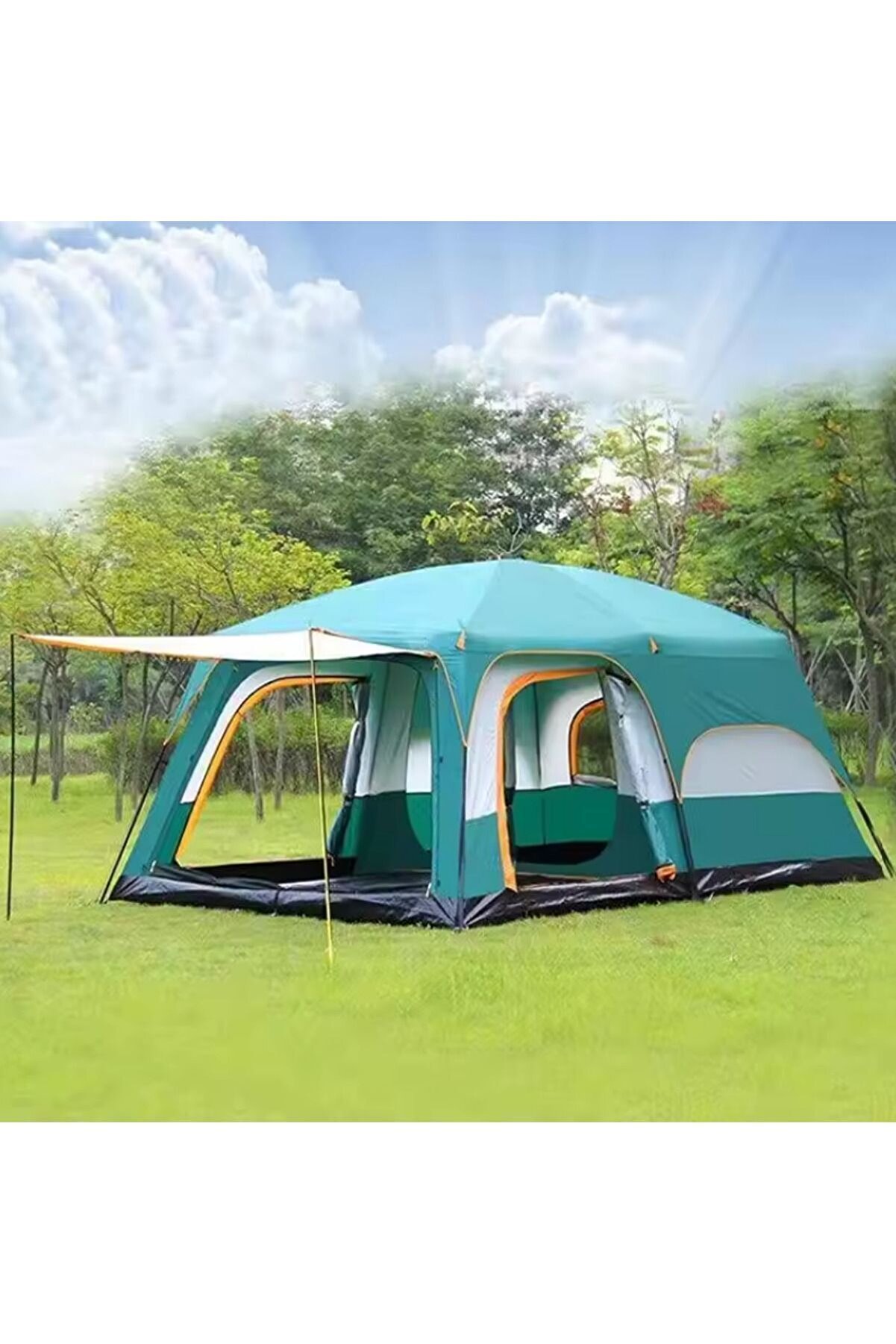 Havana 2+1 Odalı 9 Kişilik Kamp Çadırı 320x220x190cm Dayanıklı Piknik Çadır Taşıma Çantalı Su Geçirmez