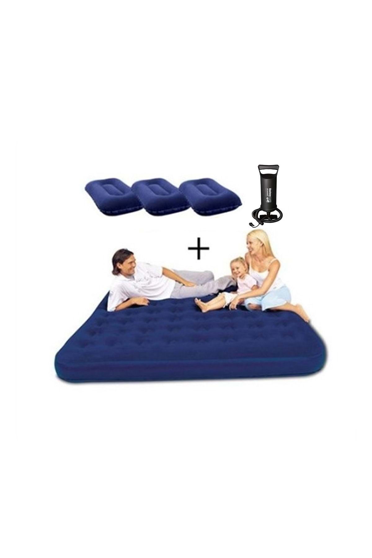 Bestway Şişme Yatak 3 Kişilik Ve 3 Yastık Pompa Hediye Bw122