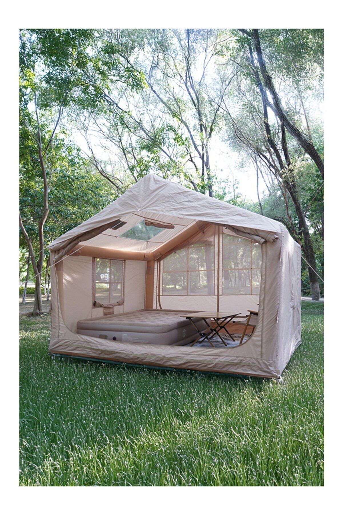 Nurcamp 4 Mevsim Şişme Kamp Çadırı Yüksek ve Cam Tavanlı (6-8 Kişilik) 300X250X220CM