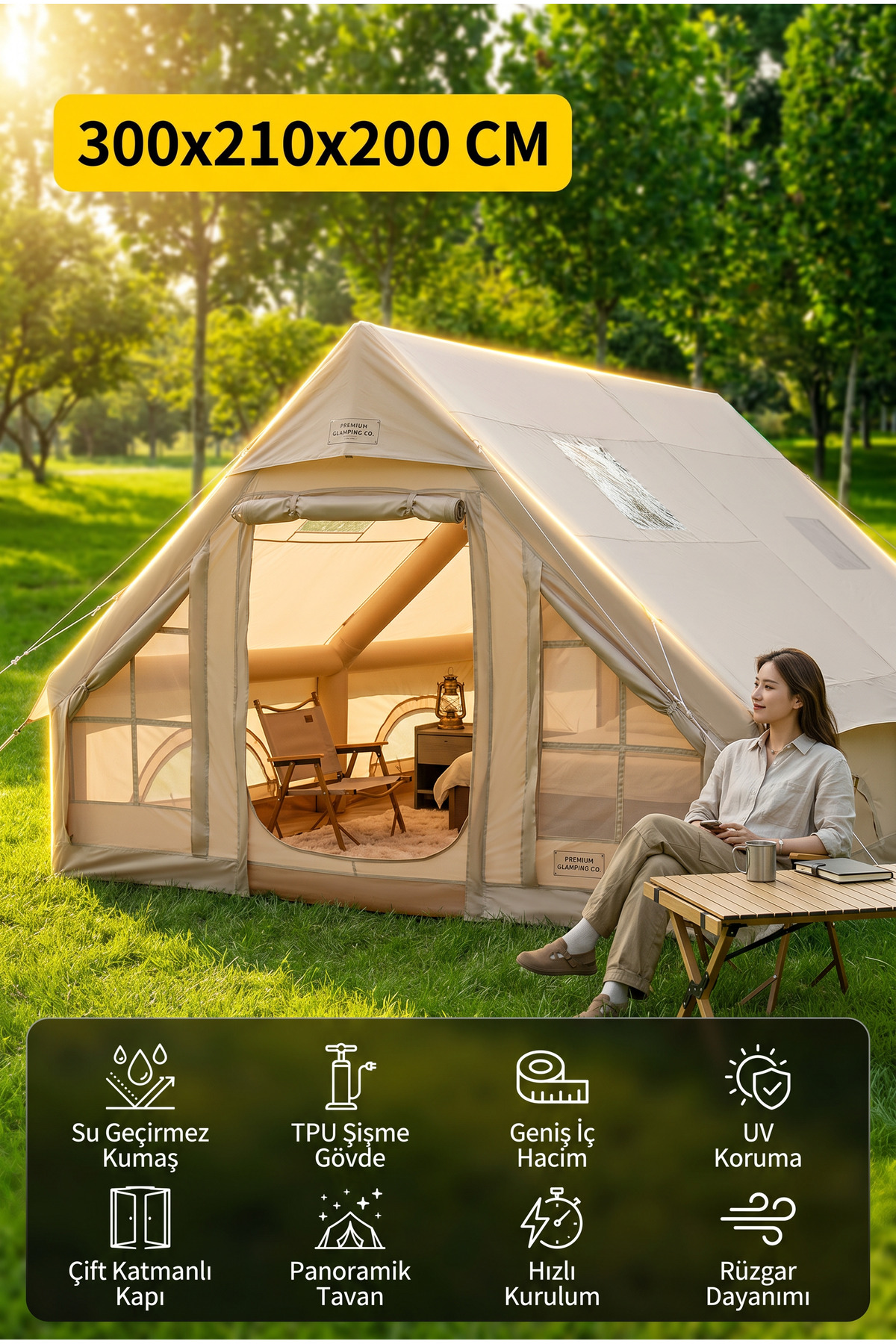 MAKAMP 6 Kişilik Premium Şişme Kamp Çadırı 2 Kapılı