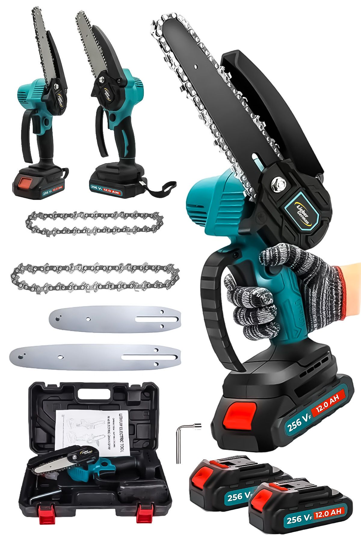 92 Vf 10 Ah 10 Cm Pala Ve Zincir 2x Akü Çantalı Şarjlı Dal Kesme Budama Testere Makine